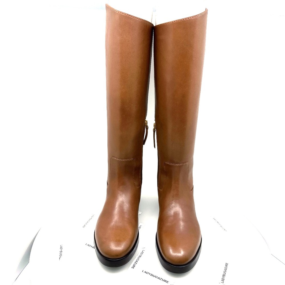 NIB Tory Burch Women's Riding Boot Milano Mezzo Calf Tan Size 7.5W (MSRP $648)